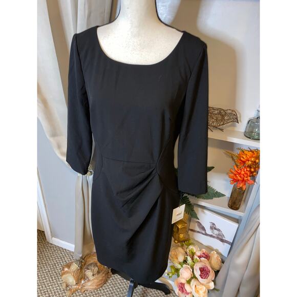 NWT $89.98 size 10 Black Back Zip Calvin Klein 3/4 Sleeves Dress - Picture 3 of 12